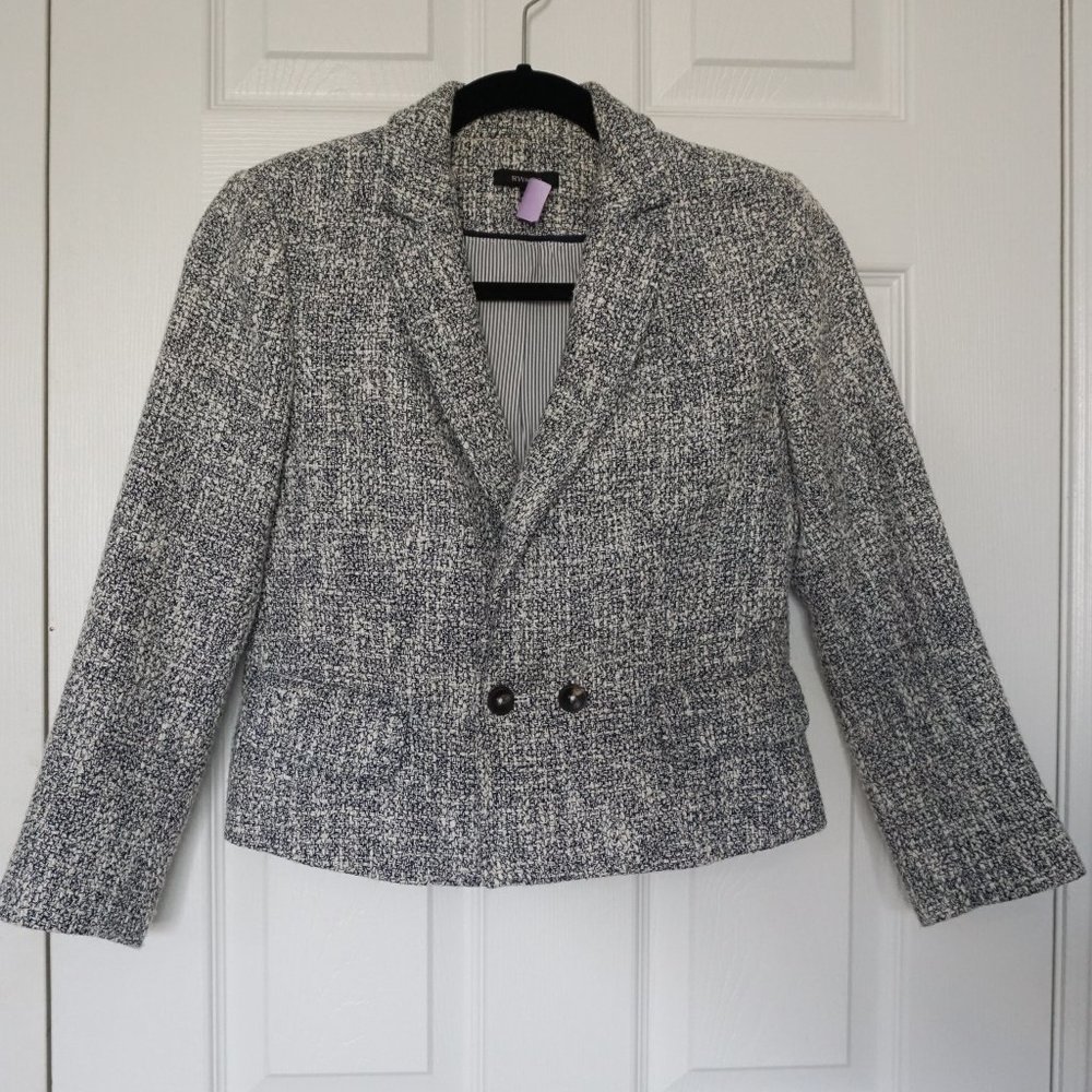 RW&CO Blue and White Crop Blazer